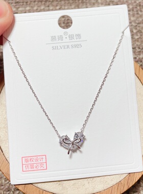 慕琦银饰通体S925纯银微镶爱心时尚甜美时尚锁骨项链女百搭潮
