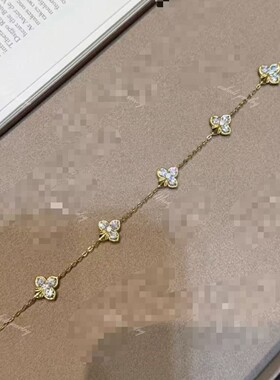 纯银S925四叶草镭射手链时尚百搭重工艺四叶草轻奢高级感小众设计