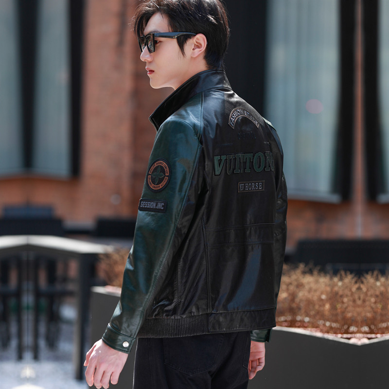 皮衣外套男款2025新款机车夹克牛皮外套男立领皮夹克真皮短款潮流,淘宝优惠券,粉丝福利购,淘宝优惠卷