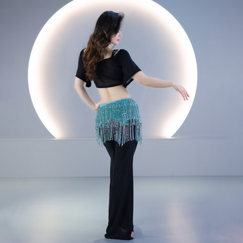 舞娘2025秋冬新款肚皮舞腰链臀巾珠片流苏亮片腰封腰带舞蹈演出 - 图2