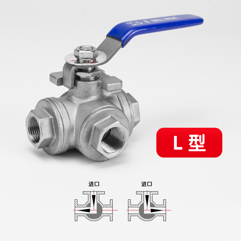 不锈钢三通球阀L型T型内丝扣内螺纹Q14/15水阀门管道转换阀6分1寸