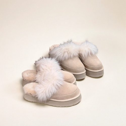 桑坡2025秋冬新款毛毛厚底百搭包头拖防滑保暖长绒毛一脚蹬雪地靴 - 图3