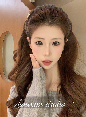韩版甜美小熊布艺缠绕齿梳发箍女