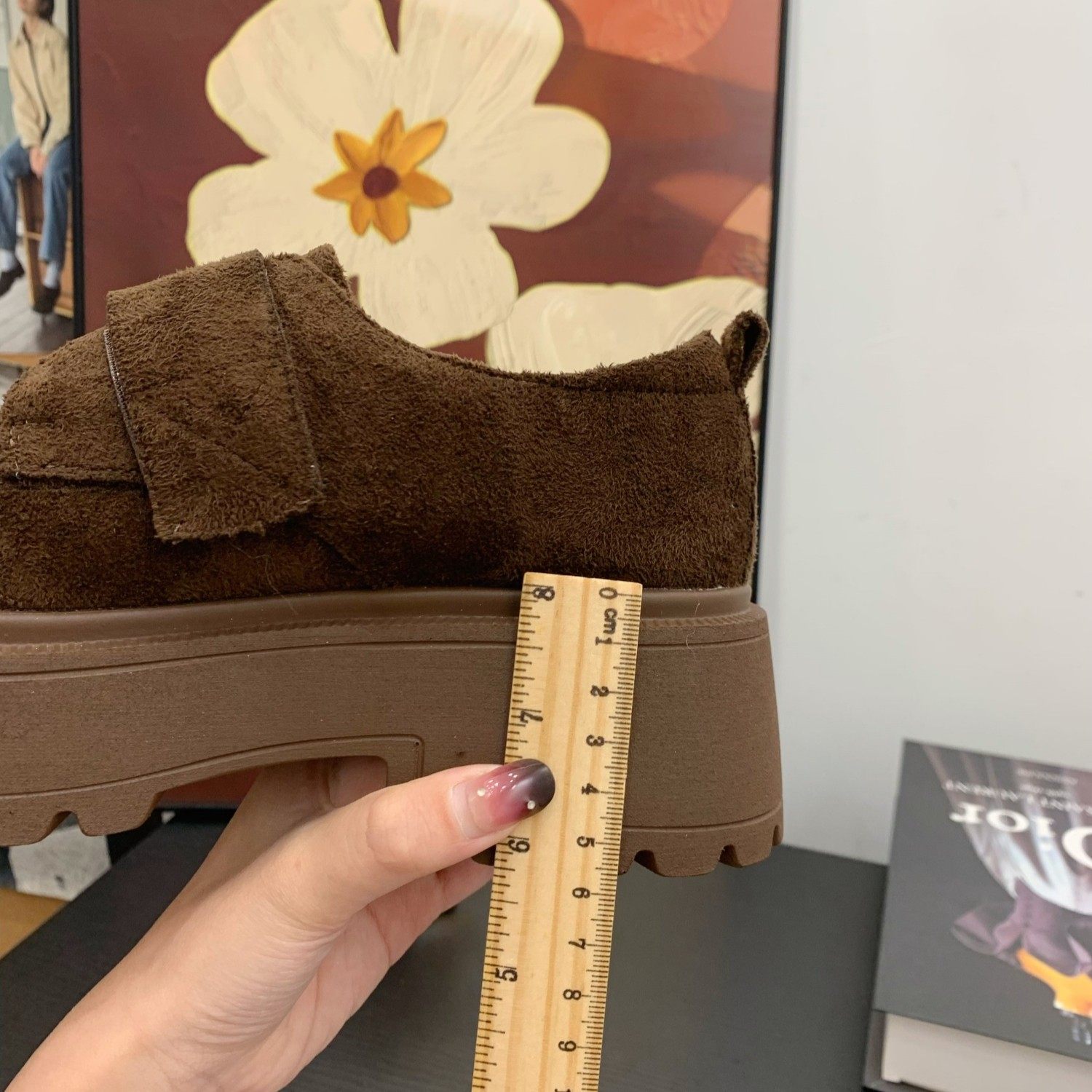 磨砂绒面松糕厚底勃肯鞋女2025秋冬新款丑萌大头鞋魔术贴深口单鞋,淘宝优惠券,粉丝福利购,淘宝优惠卷