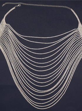 Outfitgirl水钻胸链夜店个性舞台多层项链流苏身体链潮body chain