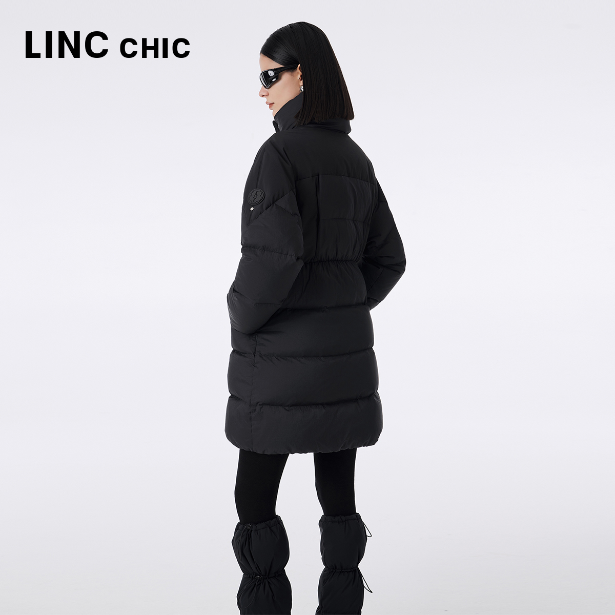 LINCCHIC金羽杰羽绒服女中长款秋冬季立领鹅绒轻体外套Y23806334