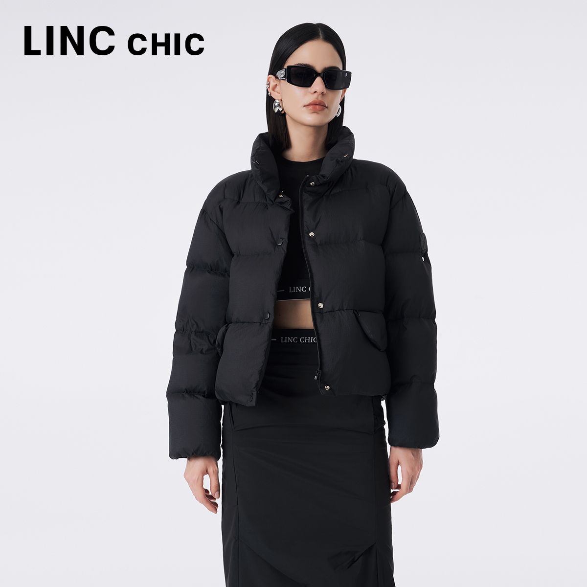 LINCCHIC金羽杰短款羽绒服女冬季2023新款多巴胺轻体泡芙超轻1339