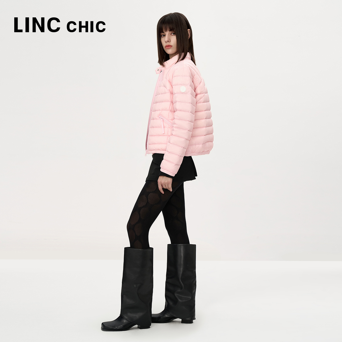 LINCCHIC金羽杰羽绒服女款新款短款轻薄羽绒服女外套排骨衫1155