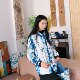 Yiche tie-dyed handmade-dyeed plant-dyeed intangible cultural heritage blue-yeded spring shirt women's long-sleeved slim loose cotton top cardigan top