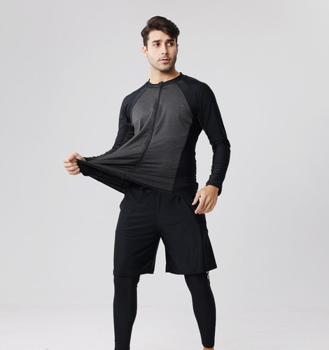 男士大码浮潜水服防晒冲浪加肥加大泳衣漂流三件套拉链胖子泡温泉 - 图2