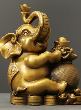 工厂直发坐象家居客厅铜摆饰摆件工艺品全铜福象财福对象开业送礼