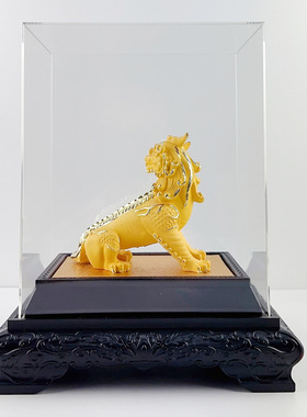 新款绒沙金谛听摆件地藏王坐骑独角神兽家居客厅玄关工艺品礼品