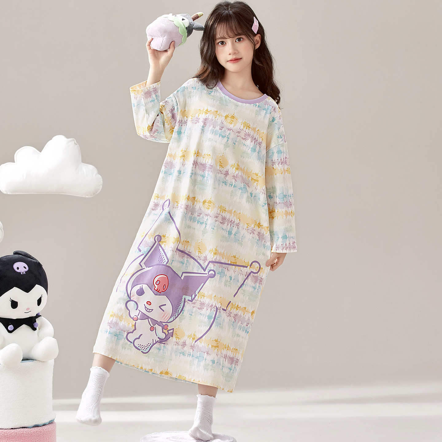 女童睡裙春秋季纯棉长袖2026新款可爱超萌长款睡衣亲子母女家居服,淘宝优惠券,粉丝福利购,淘宝优惠卷