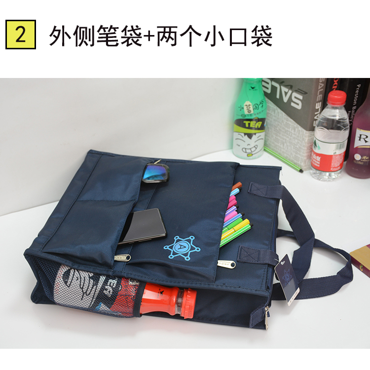 防水牛津布大容量初中学生补习袋加厚帆布提包手提袋拎书袋补课包 - 图0