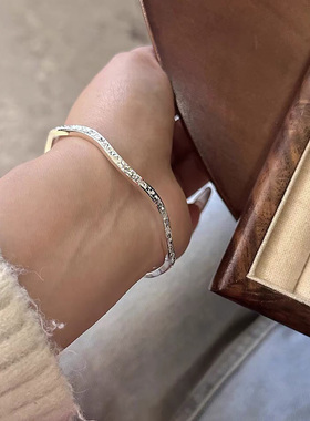 莫比乌斯环足银碎冰冰手镯小众