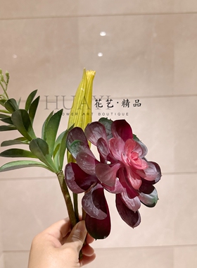 仿真多肉植物花束装饰摆件桌面花艺假花爬虫缸造景宝石莲兔耳叶