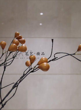 多果枝小无花果枯枝树枝仿真植物野果浆果装饰拍摄素材插花枝条