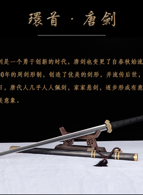 龙泉市宝剑唐横刀环首唐剑花纹钢刀剑长款高硬度手工剑未开刃