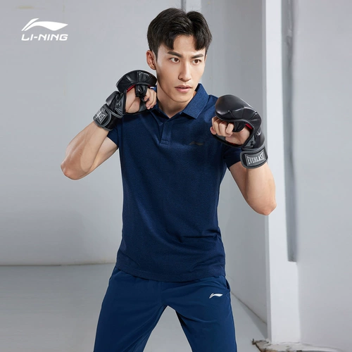 Li Ning, футболка polo, спортивная быстросохнущая летняя футболка с коротким рукавом для спортзала для отдыха, короткий рукав