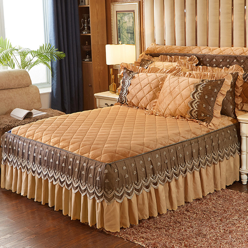 冬保暖加厚法莱绒蕾丝床裙单件夹棉床罩公主席梦思防滑床套床头罩,淘宝优惠券,粉丝福利购,淘宝优惠卷