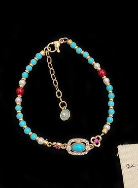 小众设计精致高级感手链新中式绿松色珍珠小米珠串珠手饰百搭女