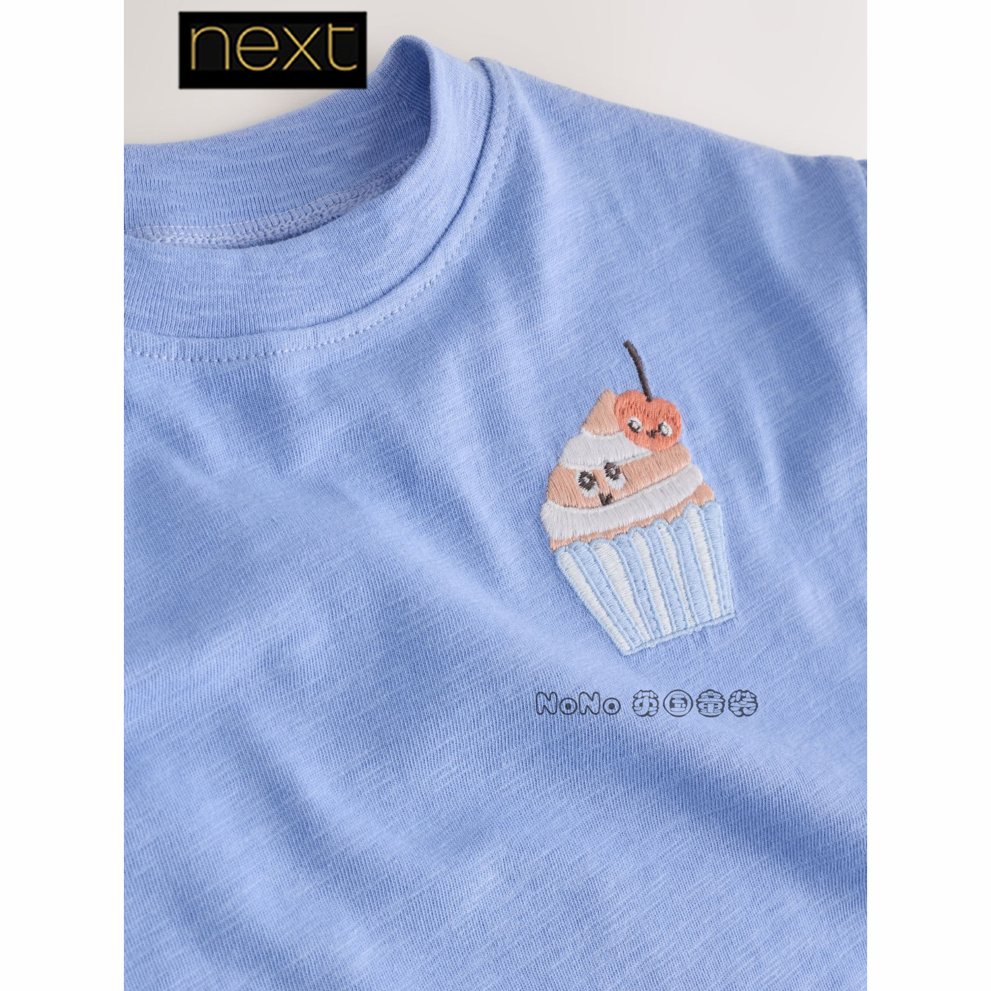 英国Next代购女童蓝色蛋糕刺绣甜品短袖T恤衫全棉1-7岁W60-462,淘宝优惠券,粉丝福利购,淘宝优惠卷