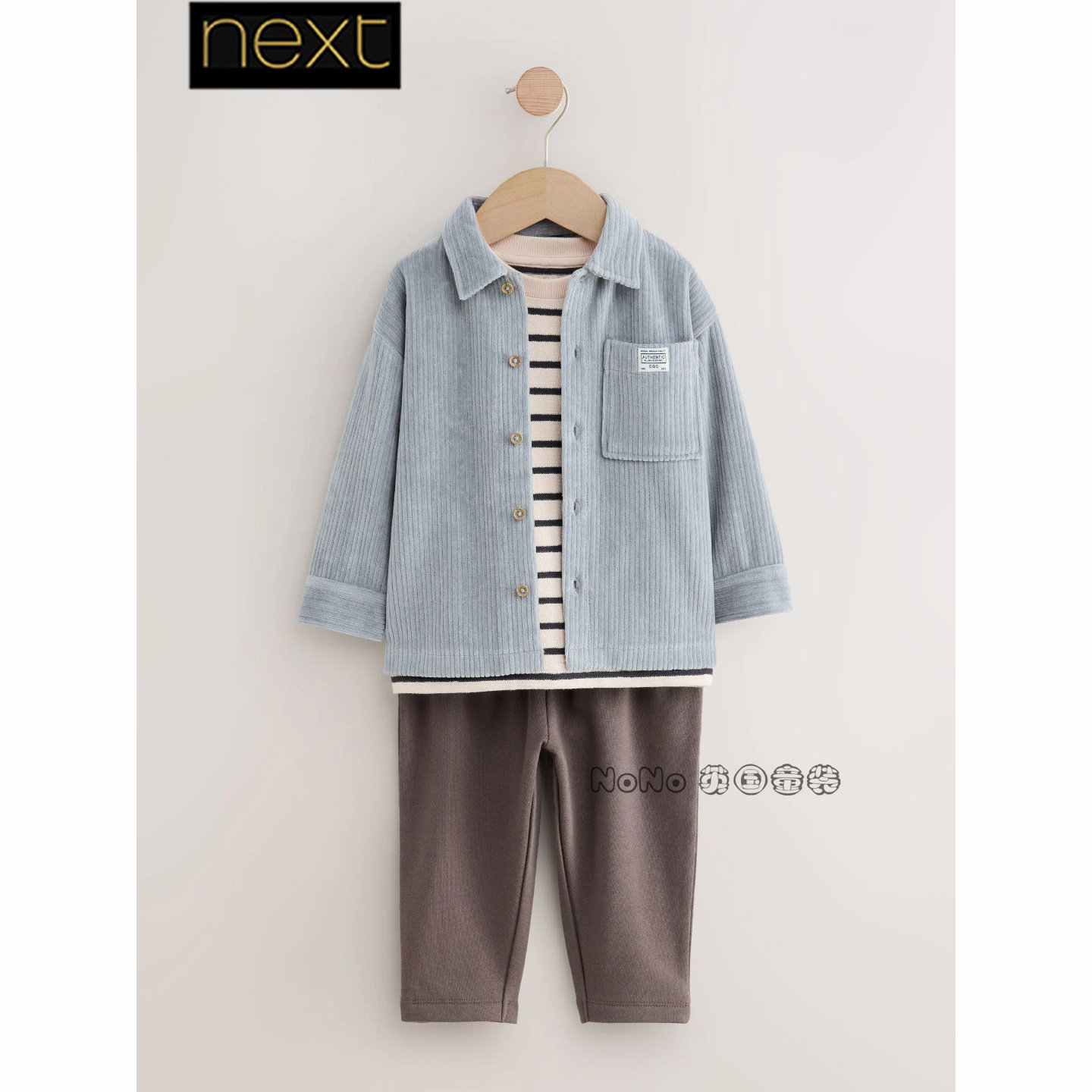 英国Next男童蓝色外套灯芯绒衬衫T恤纯棉运动裤套装1-7岁F15-043,淘宝优惠券,粉丝福利购,淘宝优惠卷