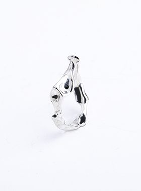 山略原创禅意水流简约纯银戒指