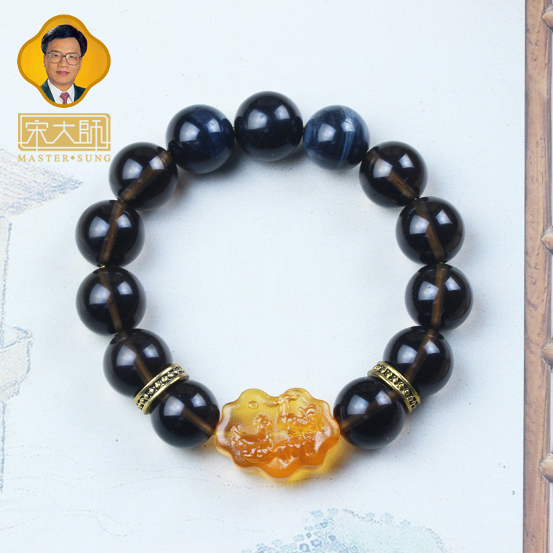 宋韶光大师2026马年吉祥物生肖属牛 晨鸡报喜 琉璃男女茶水晶手链
