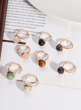 女天然石简约个性戒指