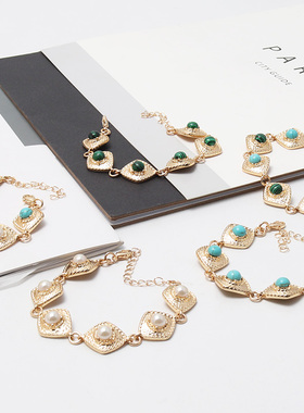 欧美风饰品合金镶嵌质感潮款显瘦