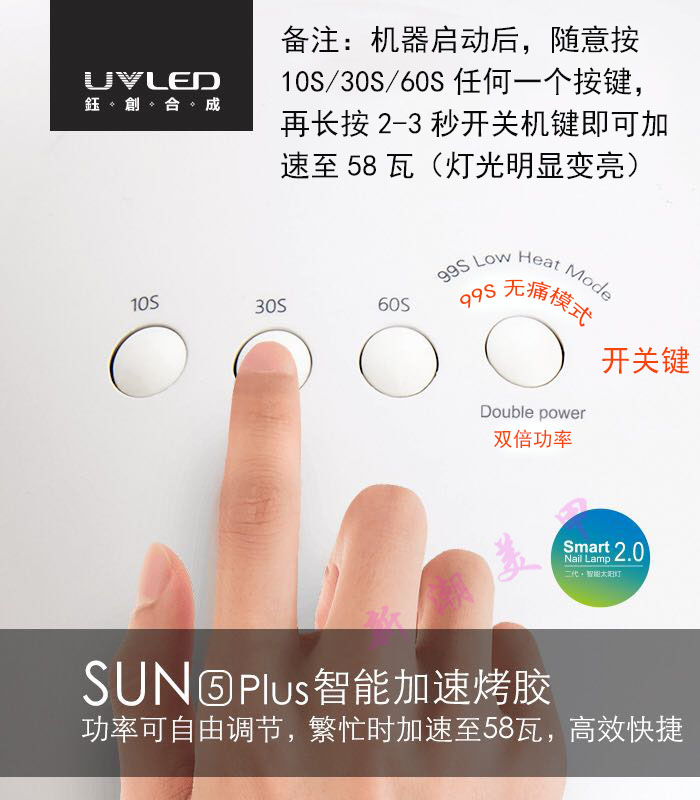 钰创合成SUN5Plus二代太阳灯无痛UVLED甲油胶光疗胶48w美甲光疗机-图2