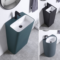 Home Ceramic Semi-circle Column Basin Washbasin Washbasin One-piece Floor-Style Dressing Room Balcony Washbasin