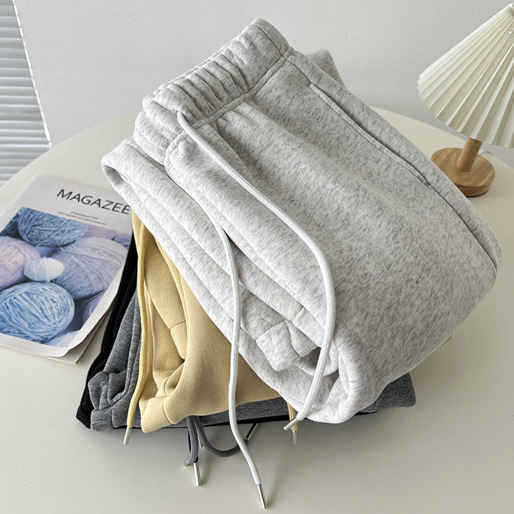 藏肉束脚卫裤女秋冬宽松加绒加厚学生运动裤抽绳长裤灰色休闲裤子,淘宝优惠券,粉丝福利购,淘宝优惠卷