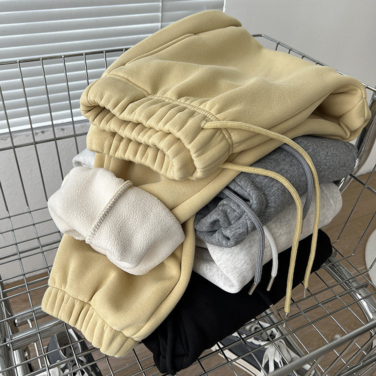 藏肉束脚卫裤女秋冬宽松加绒加厚学生运动裤抽绳长裤灰色休闲裤子,淘宝优惠券,粉丝福利购,淘宝优惠卷