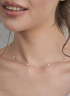 极光以南纯银珍珠圆珠项链气质女