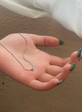 极光以南纯银绿松石蛇骨链百搭简约项链精致首饰小众原创高级感女