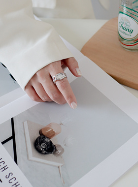 极光以南原创云层贝母戒指开口戒