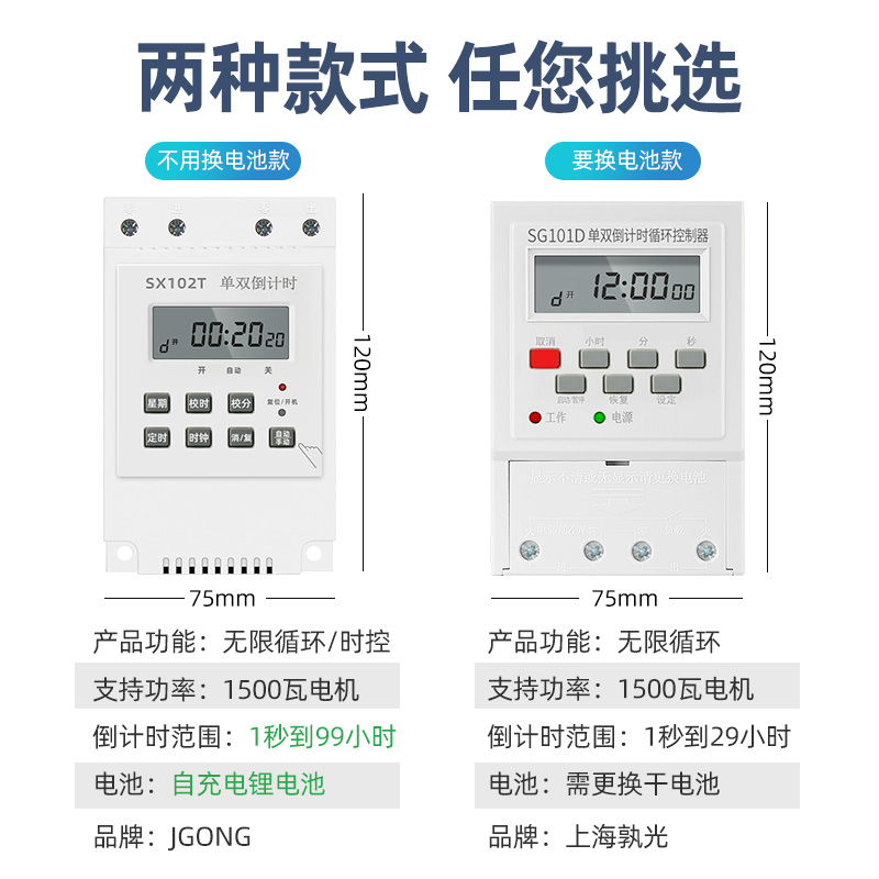 220V间歇无限循环定时器定时开关家用风机水帘泵全自动时间控制器 - 图1