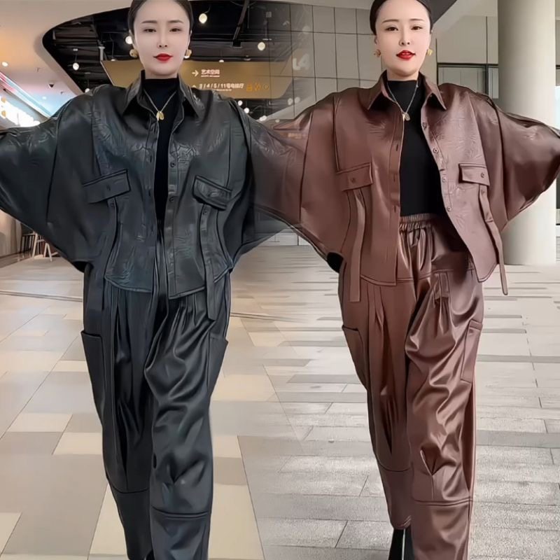 高端休闲套装女加绒秋冬新款时尚妈妈装气质翻领开衫哈伦裤套装女,淘宝优惠券,粉丝福利购,淘宝优惠卷