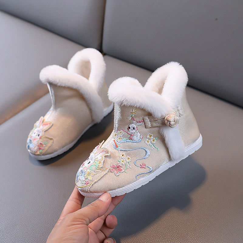 女童汉服鞋冬季公主古装棉鞋中国风绣花鞋民族风雪地靴加绒拜年鞋,淘宝优惠券,粉丝福利购,淘宝优惠卷