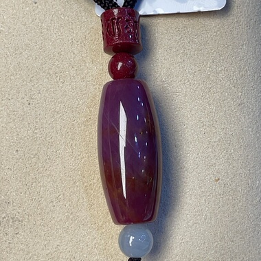 天然红宝石桶珠路路通转运珠 顶珠朱砂玉珠国风毛衣链禅意重59.ct