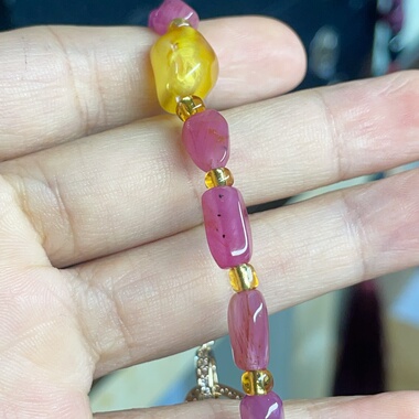 天然红宝石搭配蜜蜡手链颜色艳丽无烧无填充无注胶时尚扣头随心搭