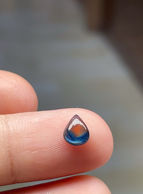 山东昌乐矿区精品蓝宝石水滴形保真火山水奇特画原矿原色一物一证