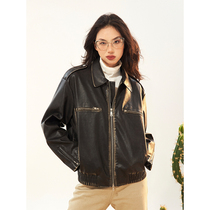 MAIKAO 美式复古街头皮衣女2023新款秋季潮牌机车风pu皮夹克外套