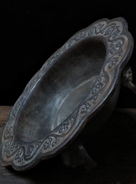 仿古大明宣德年制老铁火盆碳炉取暖炉影视道具老铁盆狮子足碳火炉