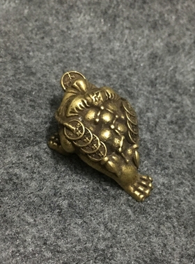 复古黄铜三足金蟾七星实心小摆件
