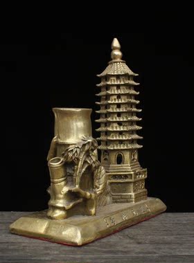 仿古风竹子笔筒文昌塔桌面装饰