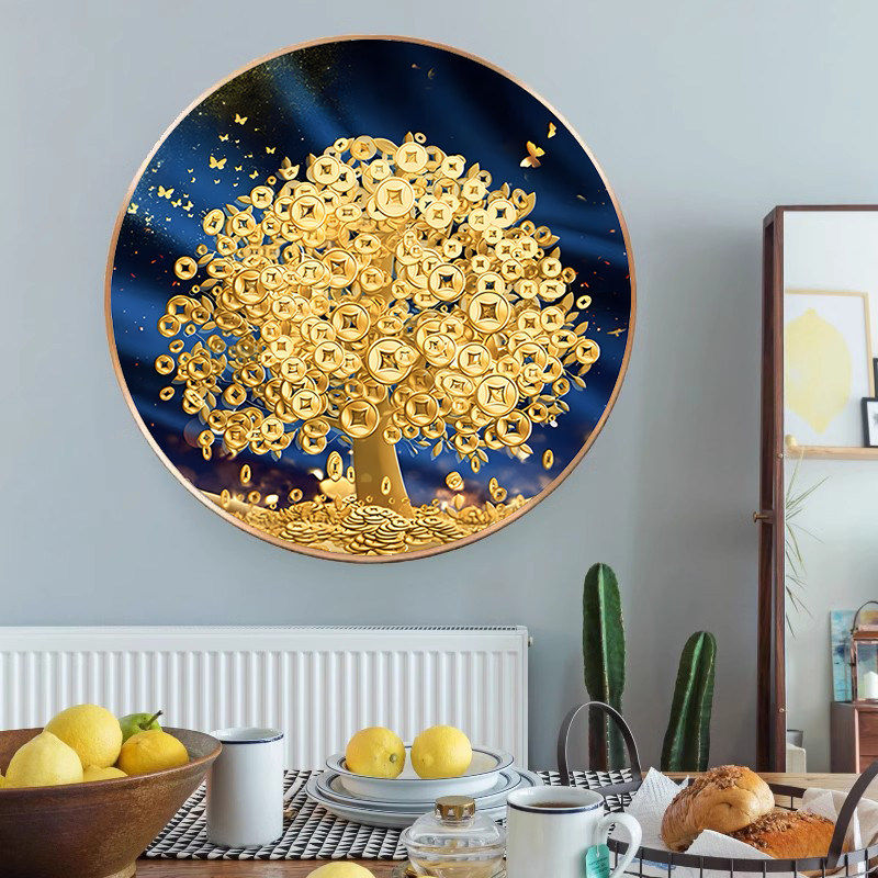 钻石画2025新款圆形发财摇钱树钻石画5d点贴钻十字绣客厅餐厅满钻,淘宝优惠券,粉丝福利购,淘宝优惠卷