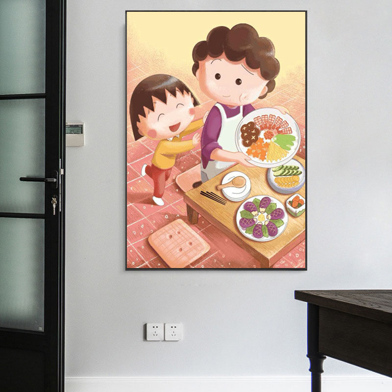 小幅简单贴钻十字绣2025卡通樱桃小丸子妈妈5d钻石画温馨卧室满钻,淘宝优惠券,粉丝福利购,淘宝优惠卷